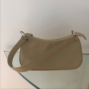 VTG Talbots Genuine Leather Shoulder Bag Beige